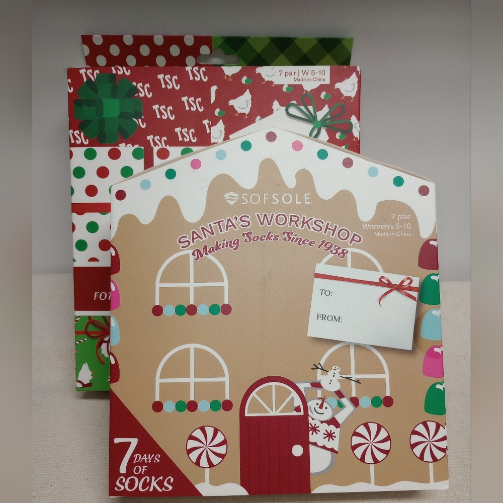 Bundle Of 2 Box Set Of Holiday And Farm Christmas Theme Socks